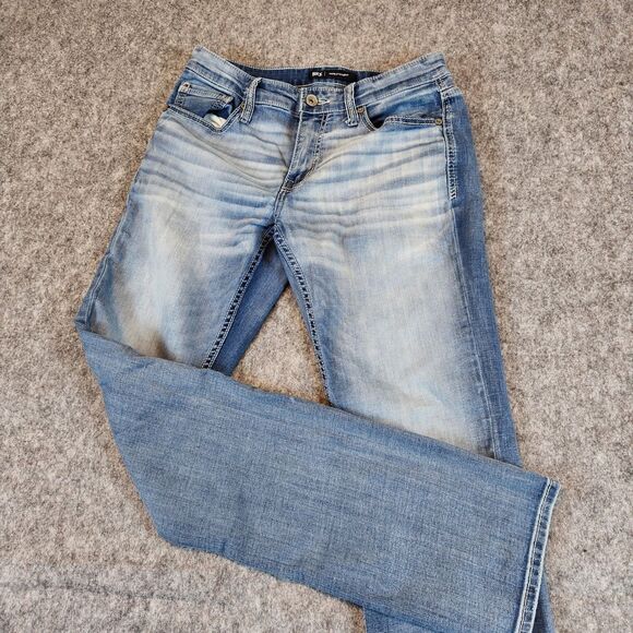 BKE Buckle Jake Straight Leg Jeans Men 30x31 Blue Stretch Denim Embroidered - Picture 1 of 11